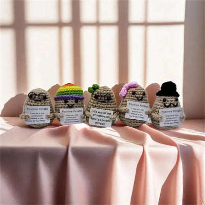 Premium Emotional Support Crochet Toy Set - Handmade Positive Potato Crochet Comfort Toys with Messages