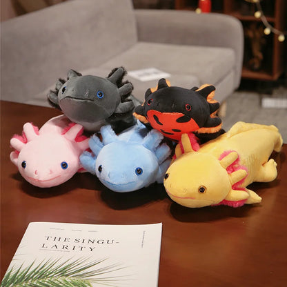 23-80cm Kawaii Colorful Newt Plush Toy Stuffed Cute Axolotl Salamander Fuzzy Plush Fish Appeasing Long Pillow Cushion Kids Gift