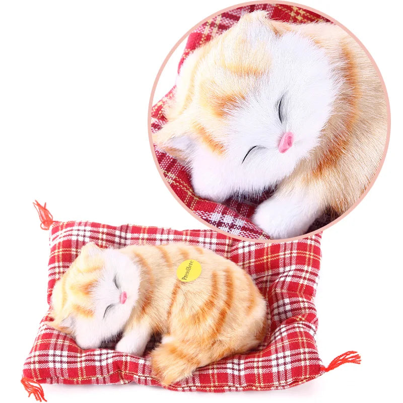 Stuffed Toys Lovely Simulation Animal Doll Plush Sleeping Cats Toy with Sound Kids Toy Decorations Birthday Gift For Children