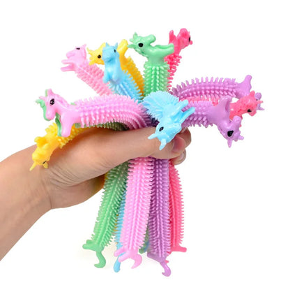 30-3PCS Funny Unicorn Pull Worm Noodle Fidget Toys Stretch String TPR Rope Anti Stress Toys String Stress Relief Autism Vent Toy