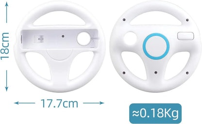 2Pcs Steering Wheel for Nintendo Wii Remote Game White Racing Wheel Game Controller wheel White Compatible with Mario Kart