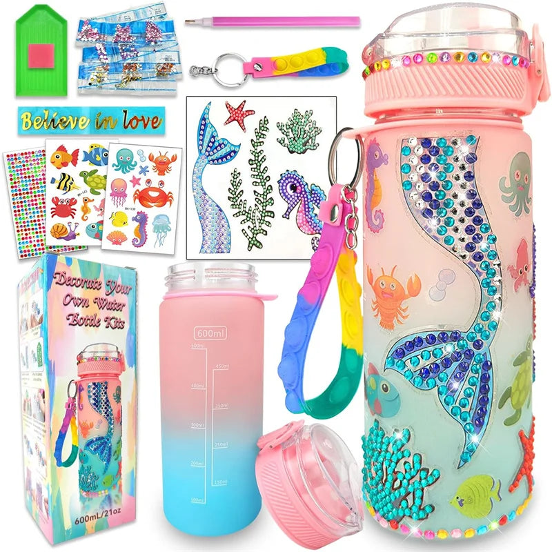 Decorate Your Own Water Bottle Kits for Girls DIY Mermaid Birthday Decorations Arts and Crafts  Toys Christmas Gift