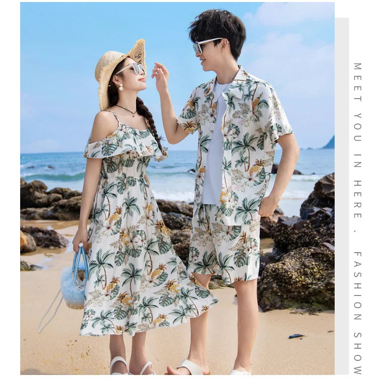 Vacation Look Couple Matching Clothes Family Clothing Mother and Daughter Resort Dress Father Beach Shirts Shorts Two Piece Sets