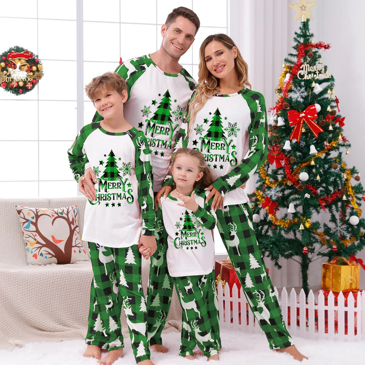 Christmas Family Matching Outfits Mom Dad Kids 2 Pieces Pajamas Set Baby Rompers Casual Loose Sleepwear Xmas Family Look Pyjamas