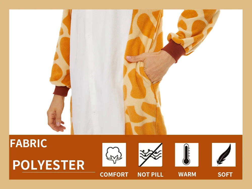 Giraffe Onesie Pajamas for Kids Adult Unisex Pijamas Family Look Matching Cute Costumes Halloween Cosplay One-piece Sleepwears