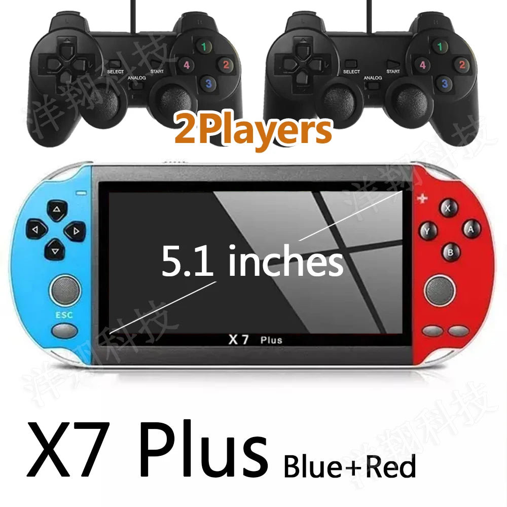 X7 Plus Handheld Game Console 5.1 Inch HD Screen Portable Audio Video Player Classic Play Built-in 10000+ Free Retro Games