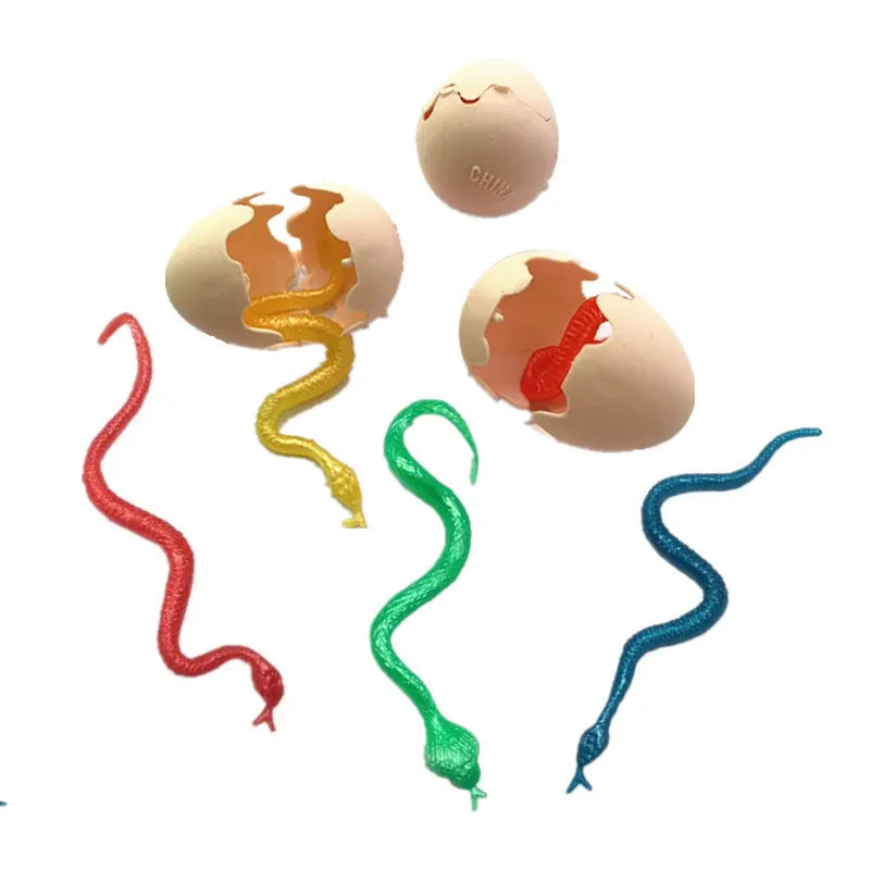 10Pcs Snake Egg Toys For Kids Halloween April Fool's Day Small Toys Stretchable TPR Soft Snake Inside The Egg Kids Fun Scare Toy