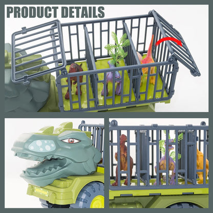 Boys Car Toys Dinosaur Truck Transport Carrier Vehicle Dino Animal Model Tyrannosaurus Rex Truck Game Children Birthday Gifts