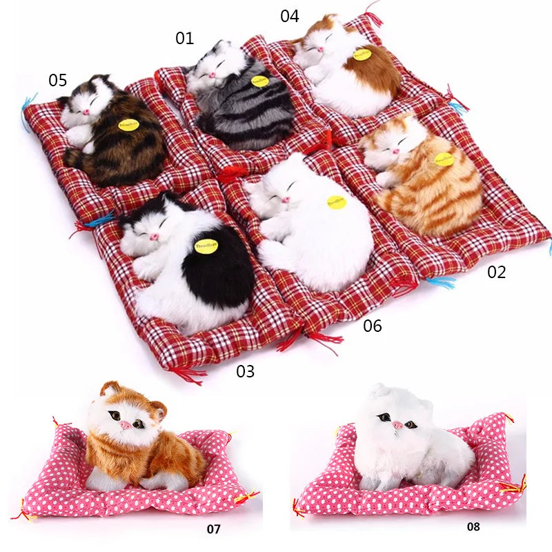 Stuffed Toys Lovely Simulation Animal Doll Plush Sleeping Cats Toy with Sound Kids Toy Decorations Birthday Gift For Children