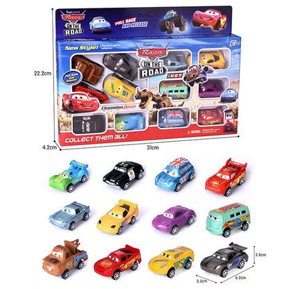 12Pcs Disney Pixar Cars Lightning McQueen Jackson Storm Mater PVC Model Car Toy For Kid birthday Gift