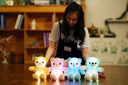 30cm Luminous Creative Light Up LED Bear Stuffed Animal Plush Toy Colorful Glowing Bear Christmas Gift for Kid