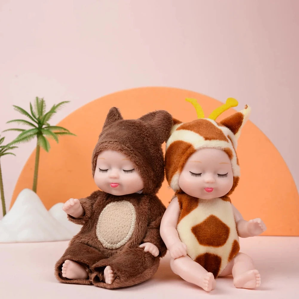 6Pcs Simulation Princess Dolls Toy Mini Cute Sleeping Baby Series Doll Cartoon Animal Toy For Kids Kawaii Dolls Girl's Gift