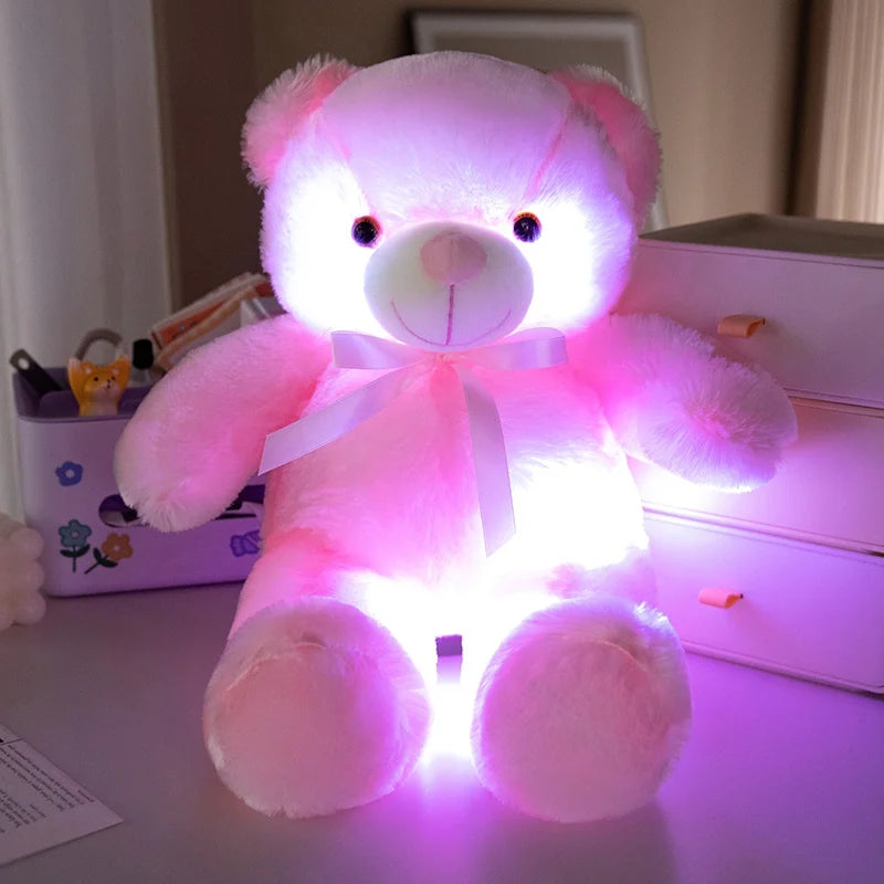 30cm Luminous Creative Light Up LED Bear Stuffed Animal Plush Toy Colorful Glowing Bear Christmas Gift for Kid