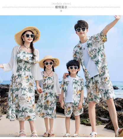 Vacation Look Couple Matching Clothes Family Clothing Mother and Daughter Resort Dress Father Beach Shirts Shorts Two Piece Sets