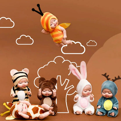 6Pcs Simulation Princess Dolls Toy Mini Cute Sleeping Baby Series Doll Cartoon Animal Toy For Kids Kawaii Dolls Girl's Gift