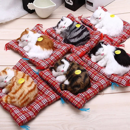 Stuffed Toys Lovely Simulation Animal Doll Plush Sleeping Cats Toy with Sound Kids Toy Decorations Birthday Gift For Children