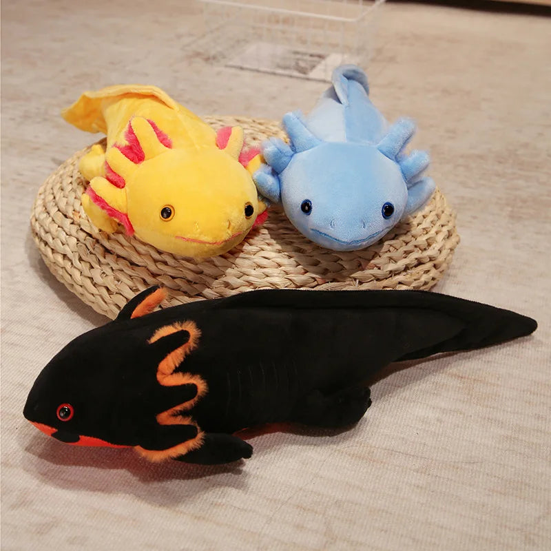 23-80cm Kawaii Colorful Newt Plush Toy Stuffed Cute Axolotl Salamander Fuzzy Plush Fish Appeasing Long Pillow Cushion Kids Gift