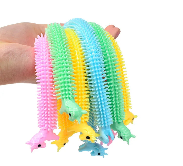 30-3PCS Funny Unicorn Pull Worm Noodle Fidget Toys Stretch String TPR Rope Anti Stress Toys String Stress Relief Autism Vent Toy