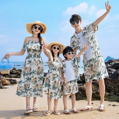 Vacation Look Couple Matching Clothes Family Clothing Mother and Daughter Resort Dress Father Beach Shirts Shorts Two Piece Sets