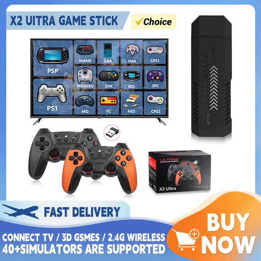 X2 Ultra Video Game Stick Console Or ONLY 2.4G Double Wireless Controller 4K HD30000 Games 128G Retro Games Christmas Gift