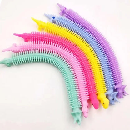 30-3PCS Funny Unicorn Pull Worm Noodle Fidget Toys Stretch String TPR Rope Anti Stress Toys String Stress Relief Autism Vent Toy