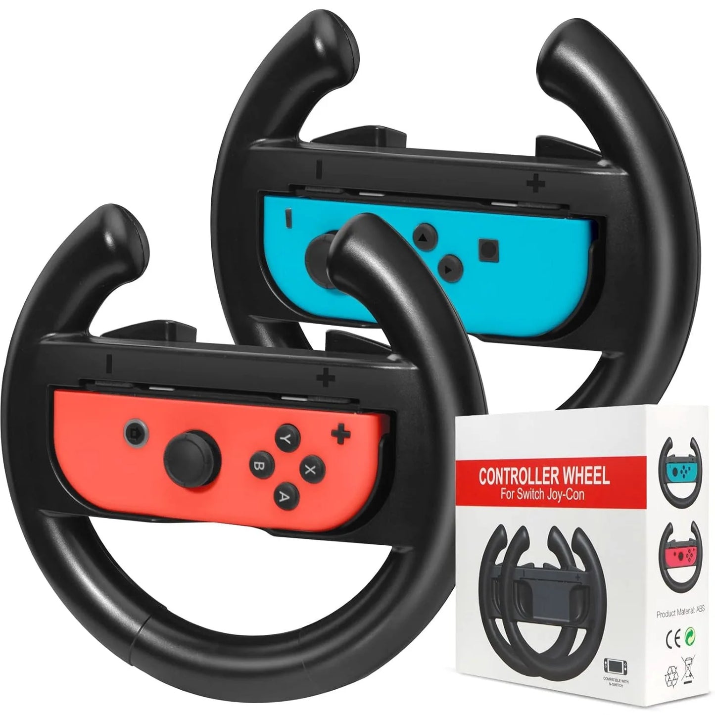 Nintendo Switch Racing Steering Wheels Grip for Joy-Con Controllers Steering Wheel for Mario Kart Set of 2