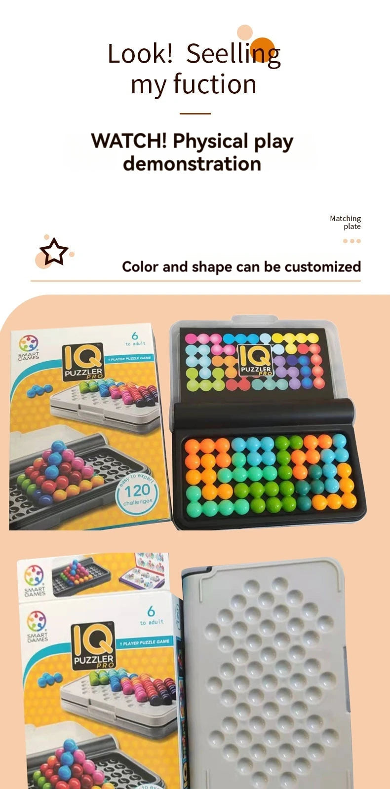 120 Challenges IQ 3D Puzzle Board Game Classic Pyramid Plate Pearl Logical Mind For Children Pyramid Beads Montessori Toys Gifts