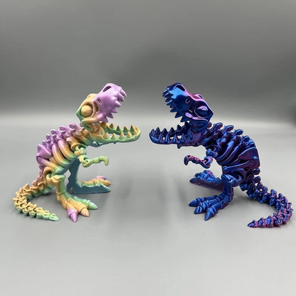 3D Printed Dragon Set Crafts Model Decoration Fidget Toy Rotatable Tyrannosaurus Rex Skeleton Dinosaur Gift for Kids Birthdays