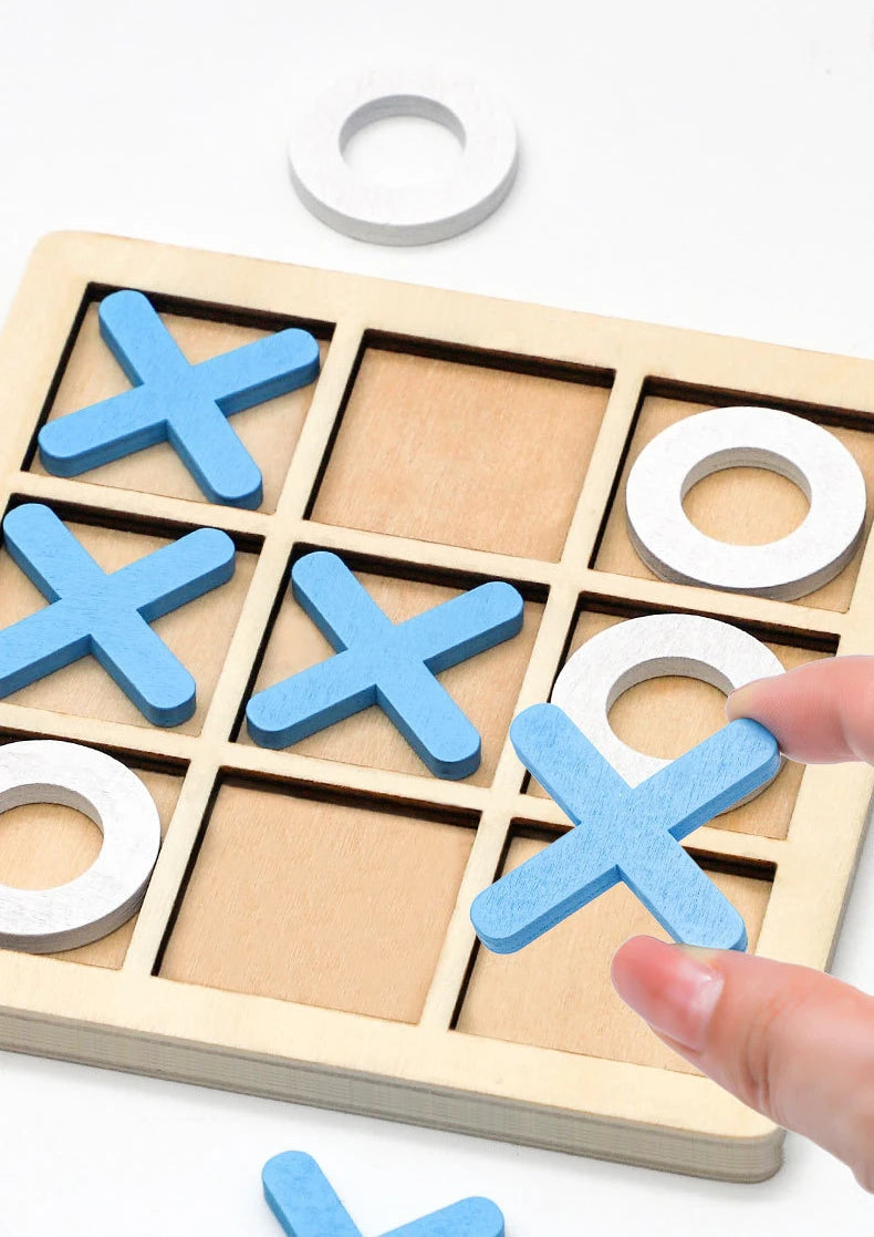 Parent-Child Interaction Wooden Board Game XO Tic Tac Toe Chess Funny Developing Intelligent Educational Toy Puzzles