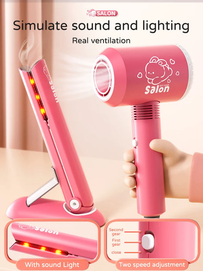 Kids Make Up Toys Simulation Haircut Kit Children's Hair dryer Role Playing Game Educational Toys For Girls Pretend Play Gifts