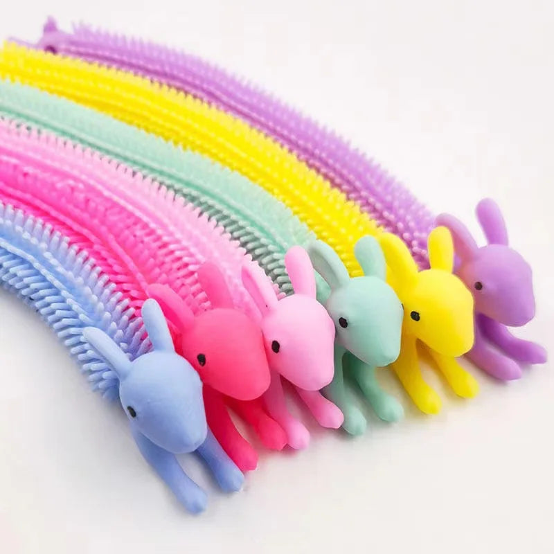 30-3PCS Funny Unicorn Pull Worm Noodle Fidget Toys Stretch String TPR Rope Anti Stress Toys String Stress Relief Autism Vent Toy