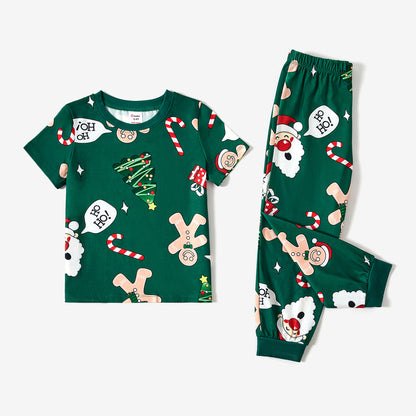 PatPat Christmas Family Matching Theme Print Short-sleeve Pajamas Sets(Flame resistant)