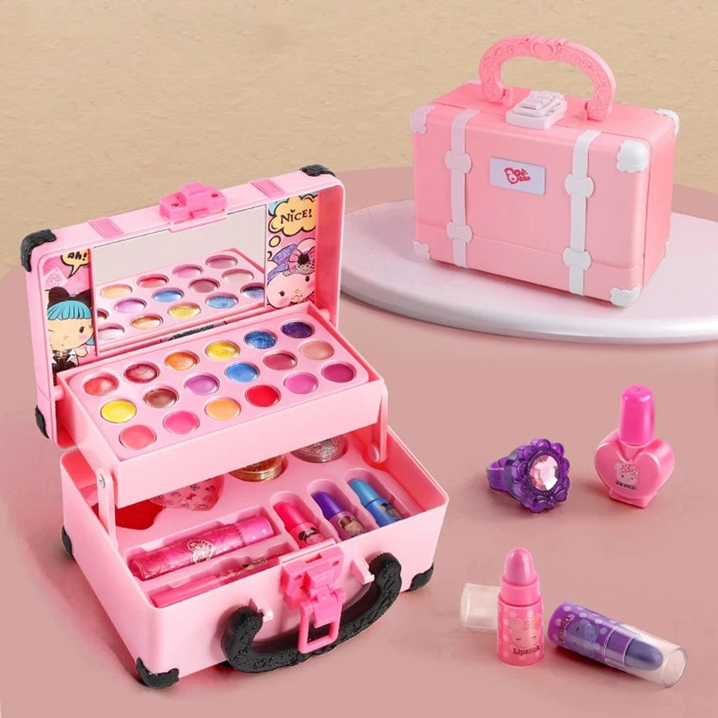 Children Makeup Cosmetics Pretend Playing Box Princess Make Up Girl Toy Play Set Lipstick Eye Shadow Safety Nontoxic Kit Toy Kid