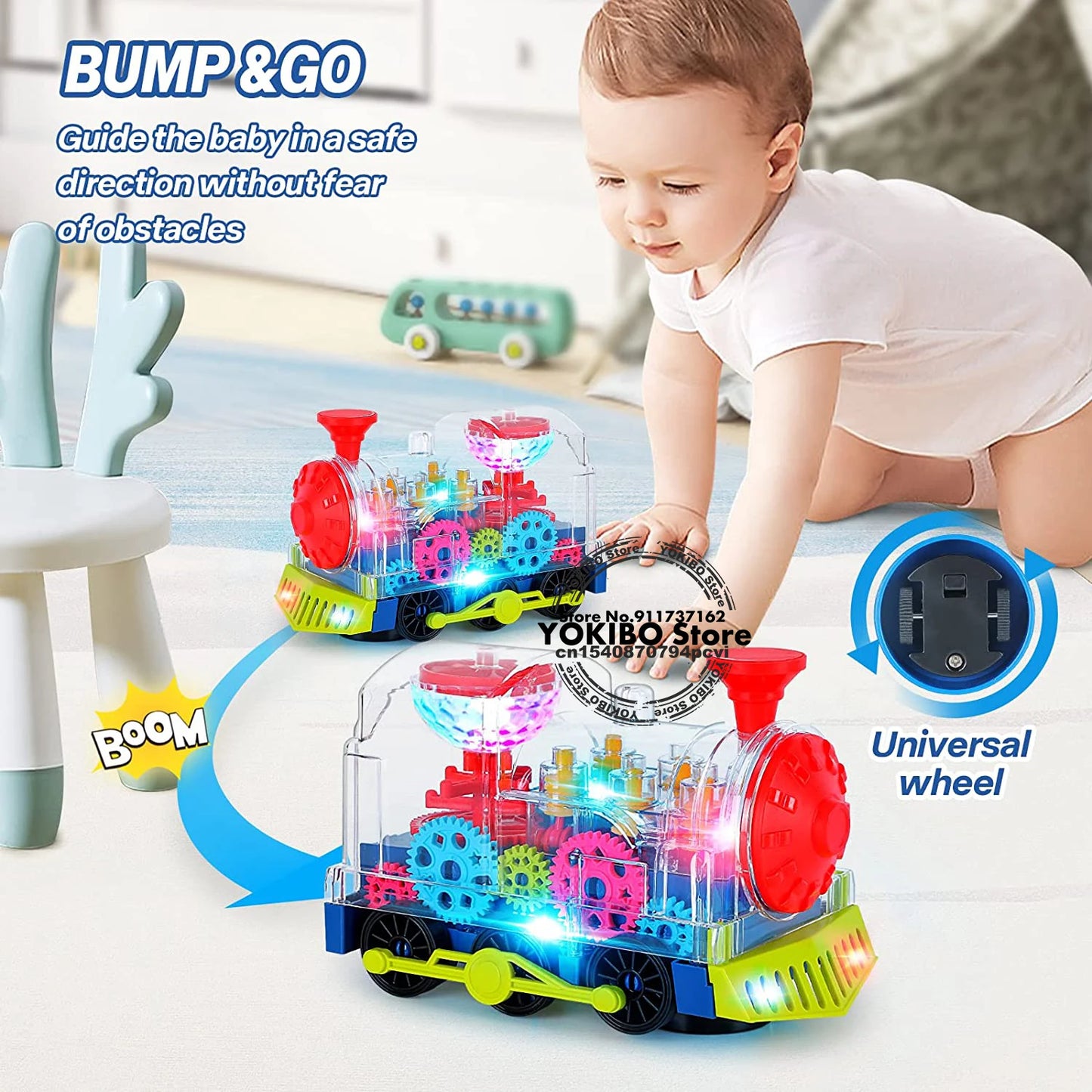 Electric Train Toy for Kids Toddlers Crawling Train with Light  Sound Music Early Educational Toys Train Toys for Kids Baby Toys