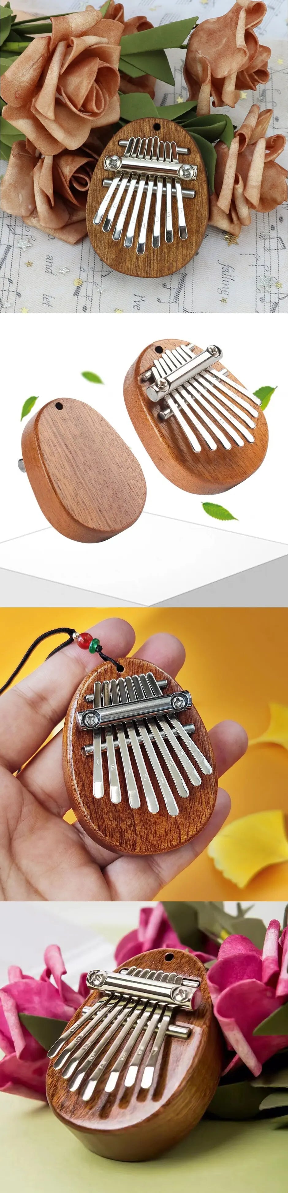 1Pcs Wood Mini Thumb Piano Musical Toys 8 Tones Portable Beginner Finger Piano