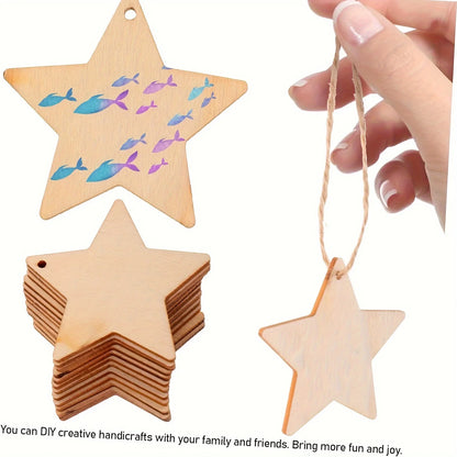 40 Pieces 3.15"/8cm Natural Star Wood Slices, DIY Ornaments Unfinished Wooden  Star for Party Decoration, Home Decoration