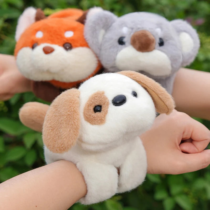 Cuddly Animal Slap Snap Wrap Wristband Bracelet Foxes Koalas Dog Cats Plush Hand Ring Wristband Kids Toys Creative Funny Gift