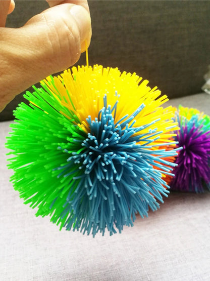 4 PCS Rainbow Fingertips Sensory Bouncy Ball Stringy Balls Great Sensory Fidget Toys Rainbow Pom Rubber Fur Ball Random Color