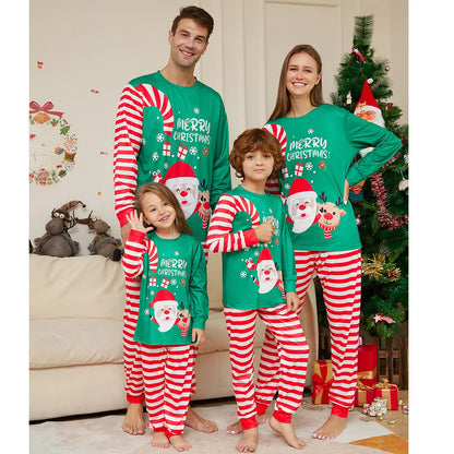 Christmas Father Son Mom Daughter Matching Pajamas Set Santa Claus Red Striped Long Sleeve Sleepwear Baby Jumpsuit Family Look