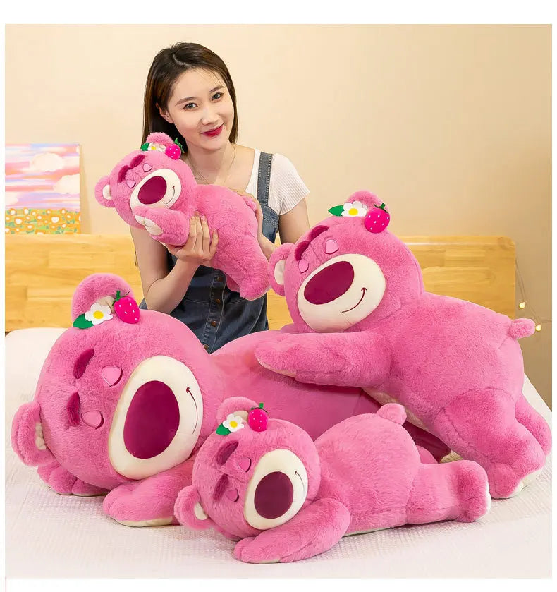 40cm Disney Toy Cute Plush Toys Pillow Cartoon Strawberry Bear Plush Doll Girls Kawaii Anime Bear Stuffed Doll Kids Gifts