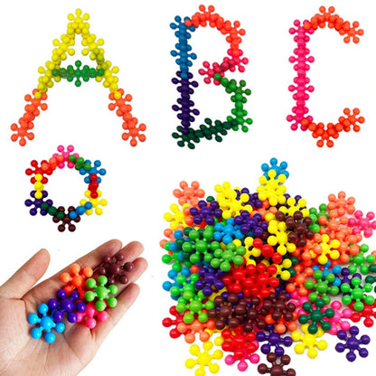 50/100PCS Snowflake Interlocking Building Block Toy Creative Stress Relief Fidget Toys Party Favors with Storage Box