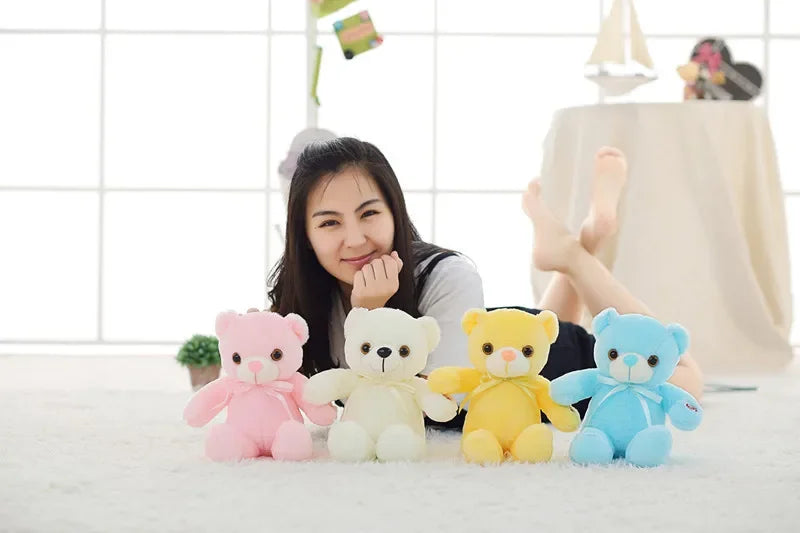 30cm Luminous Creative Light Up LED Bear Stuffed Animal Plush Toy Colorful Glowing Bear Christmas Gift for Kid