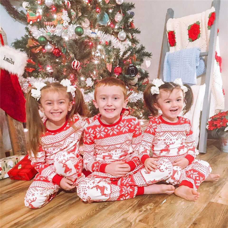 Family Matching Pajamas Christmas Sleepwear New Year Baby Red Jumpsuit Family Look Winter Mother Daughter Father Son Outfits