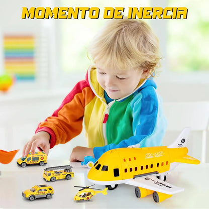 5EN1 toy airplane, transport plane with 3 mini cars and 1 mini helicopter, education vehicle