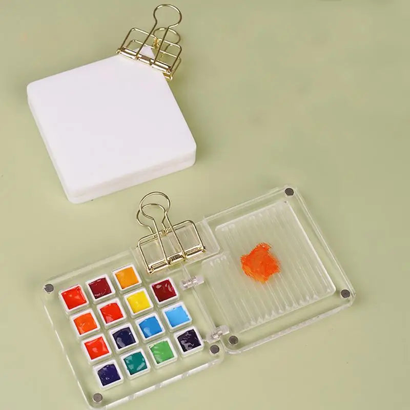 Acrylic Mini Watercolor Palette Empty 8/15 Grid Portable Paint Box Travel Painting Watercolor Packaging Paint Tray Art Supplies