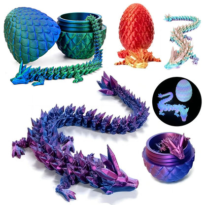 1/2PCS 3D Printed Dragon Egg with Dragon Modle Movable Rotatable Ornament Kid Toy