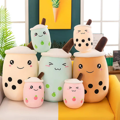 Bubble Tea Cup Plush Toys Kawaii Fruit Milk Tea Design Kids Stuffed Doll Soft Pillow Cushion Birthday Gift for Girl Friend