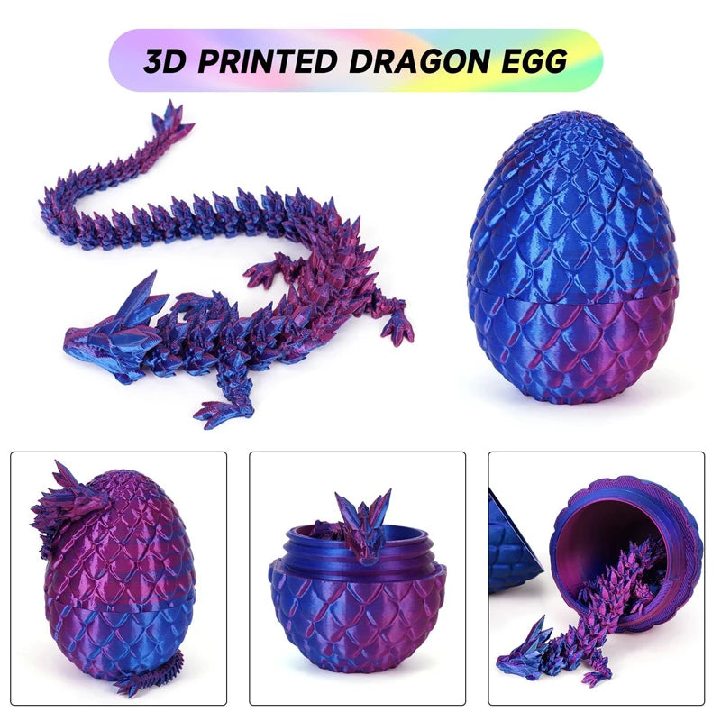 1/2PCS 3D Printed Dragon Egg with Dragon Modle Movable Rotatable Ornament Kid Toy