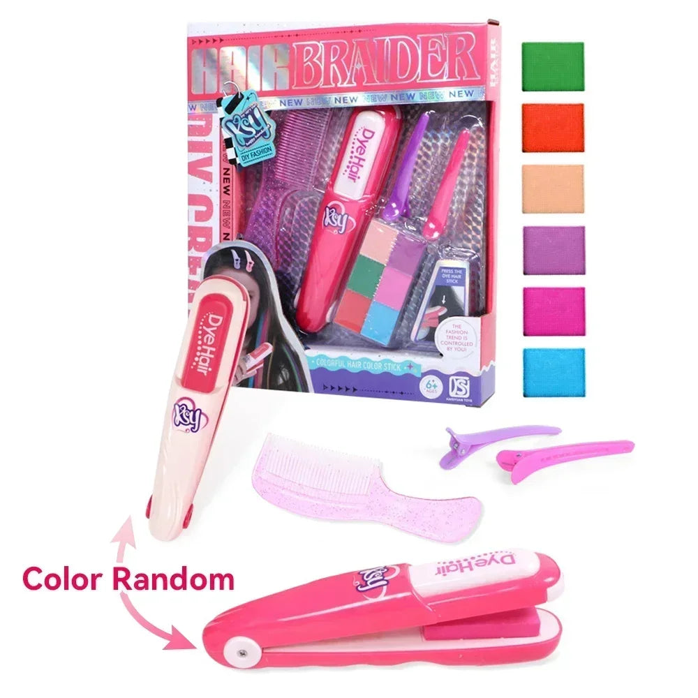 DIY Color Hair Stick Set Girl Toy Washable Hair Chalk Set Toy Temporary Bright Hair Dyeing Chalk Comb Set Children's Toy