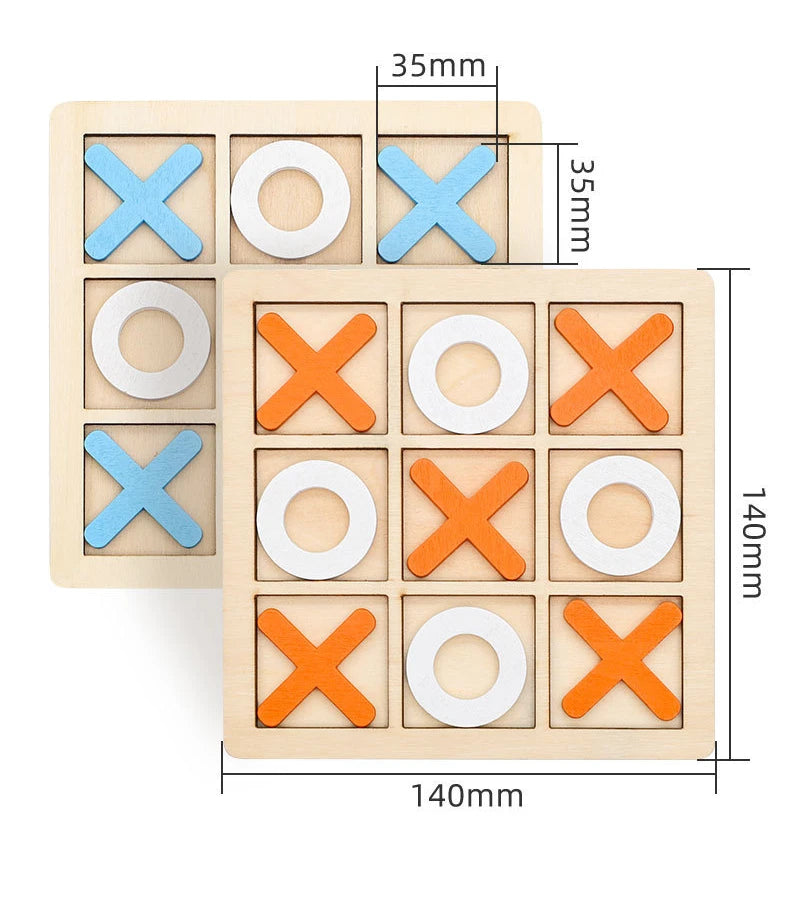 Parent-Child Interaction Wooden Board Game XO Tic Tac Toe Chess Funny Developing Intelligent Educational Toy Puzzles